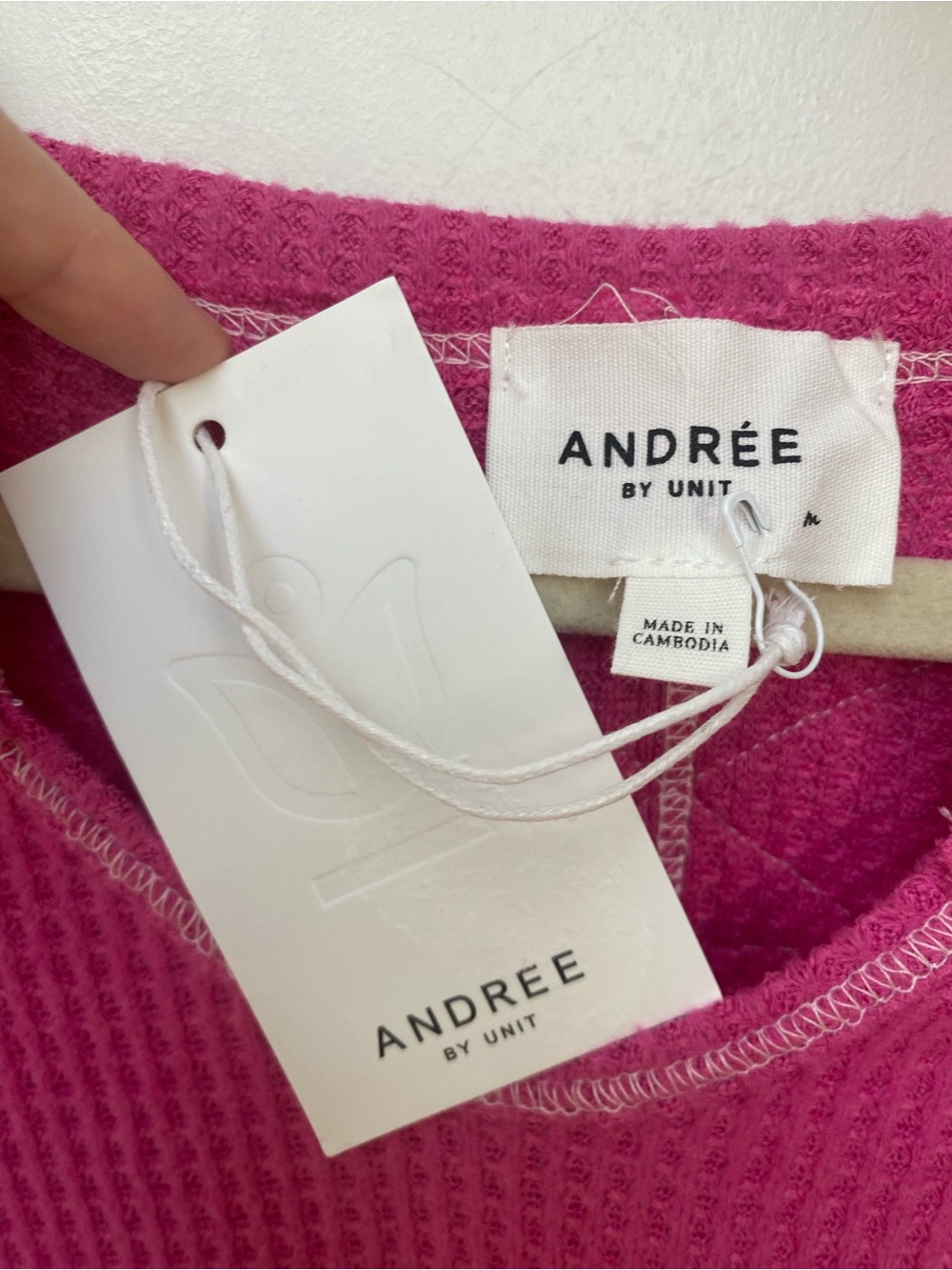 Andree by unit hot pink waffle knit long sleeve relaxed fit blouse size medium - Picture 7 of 7
